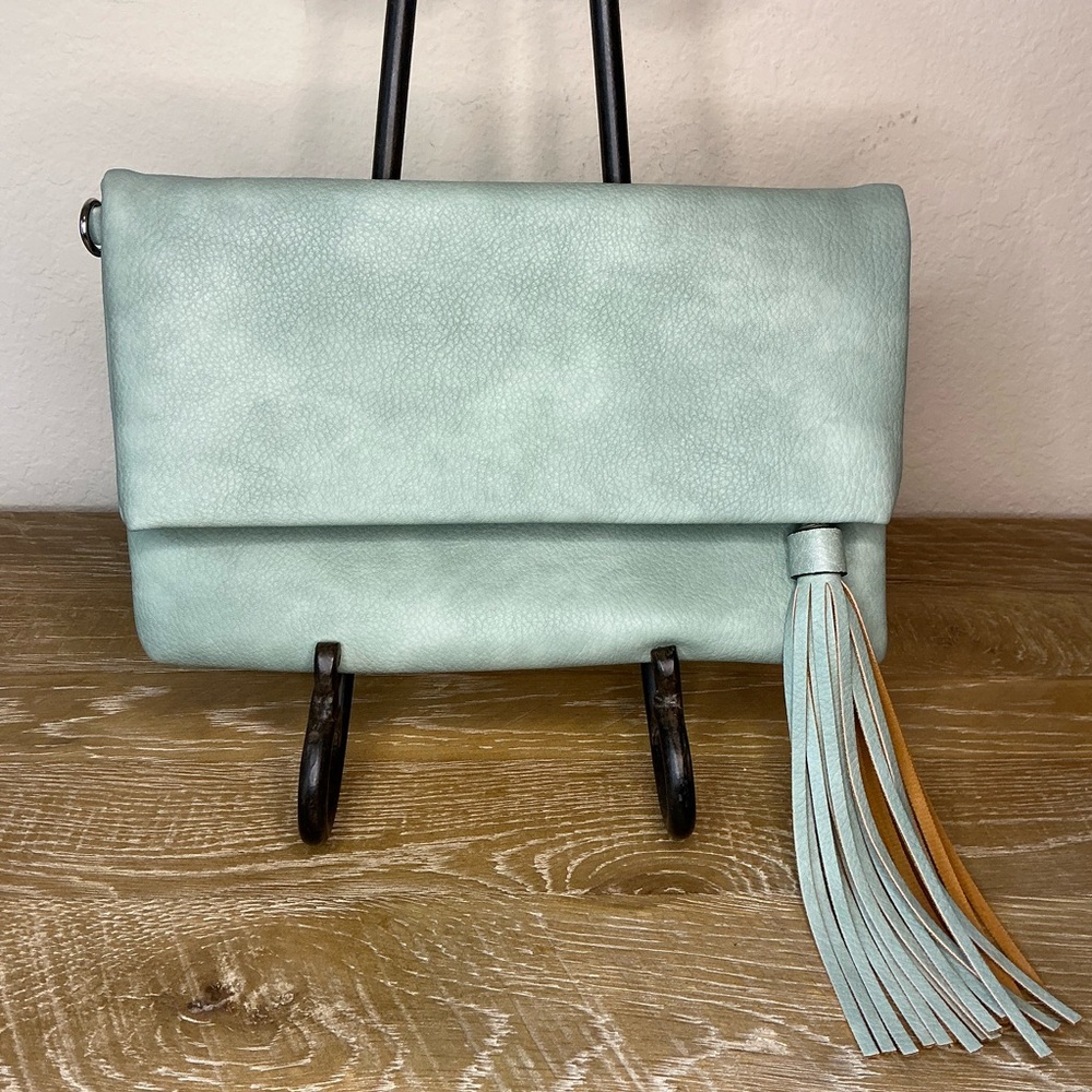 Jen & Co Austin Foldover Flap Clutch/Wristlet Mint Green